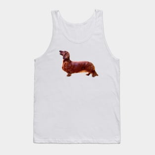 Dachshund Long Haired Mini Shaded Red Dog Tank Top